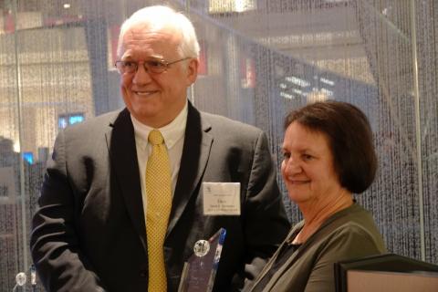 David Schoneker, Colorcon, winner, Louis Blecher Memorial Outstanding Lifetime Achievement Award, presented by Priscilla Zawislak, Chair, IPEC-Americas